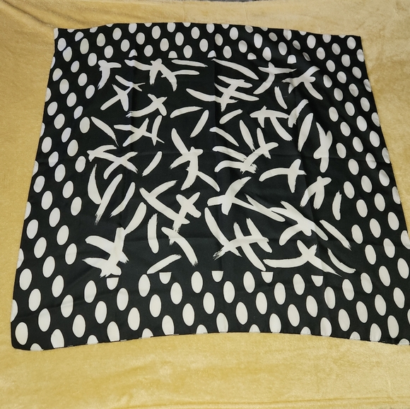 Unbranded Polka Dot and X satin square shaped scarf 30" - Picture 1 of 4